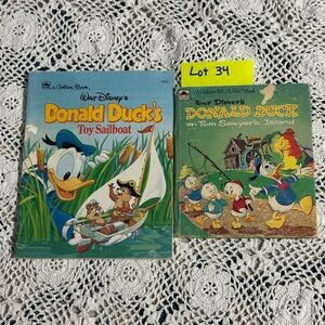 Disney Donald Duck Adventure Book Set - Toy Sailboat and On Tom Sawyer Island